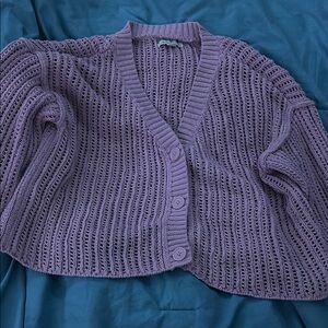 Lavender Knit Cardigan Sweater
